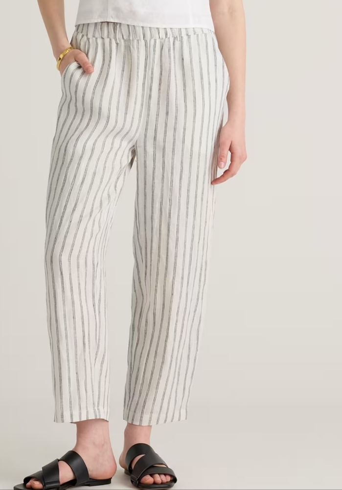 Quince 100% European Linen Pull On Trouser Striped NWT Sz XS